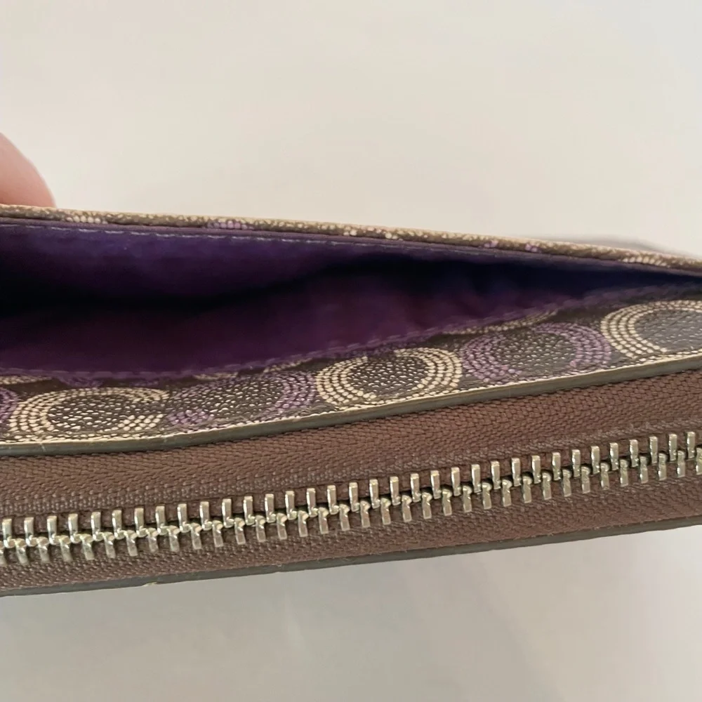 Coach Logo C Long Zip Around Accordion Wallet - Picture 7 of 15